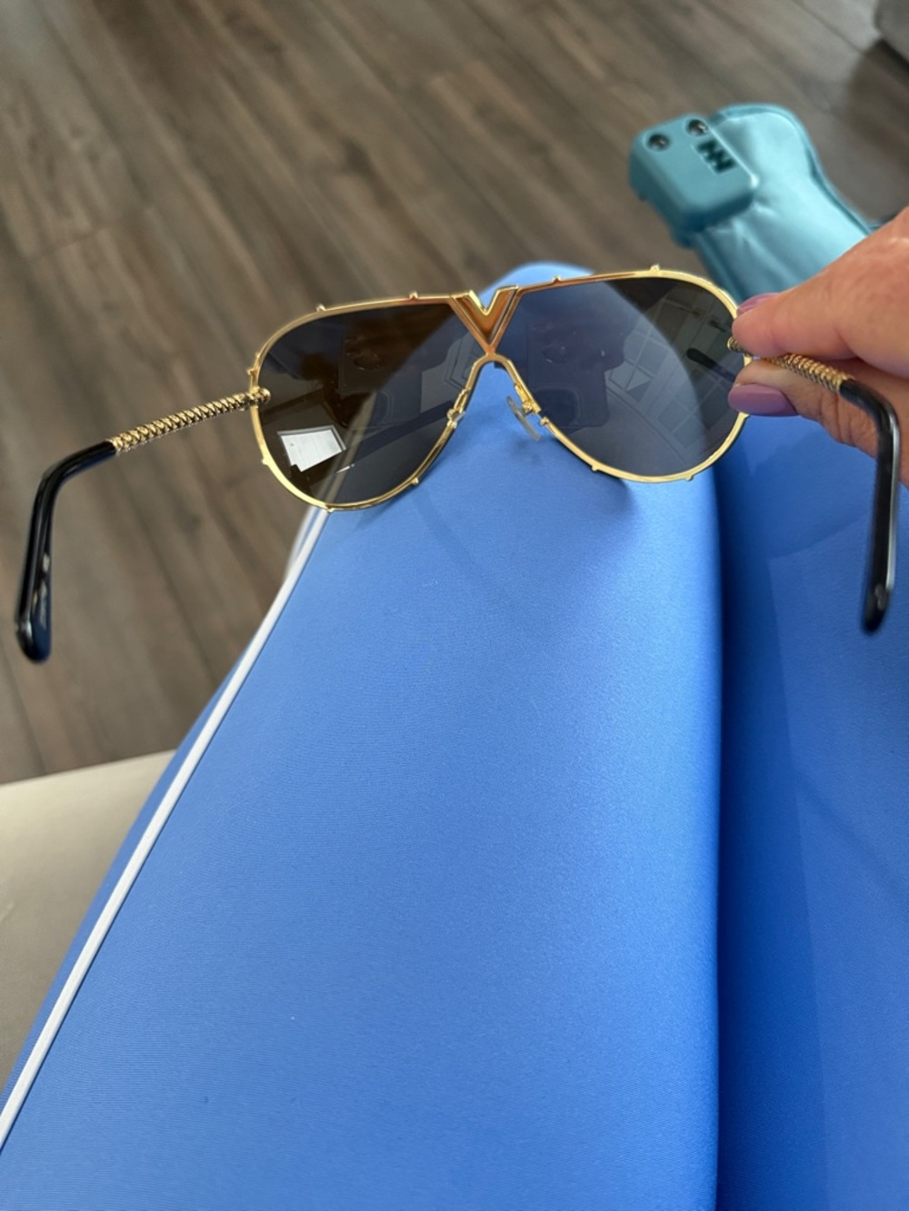 Louis Vuitton Gold-Accent Brown Aviator Sunglasses - Picture 9 of 15